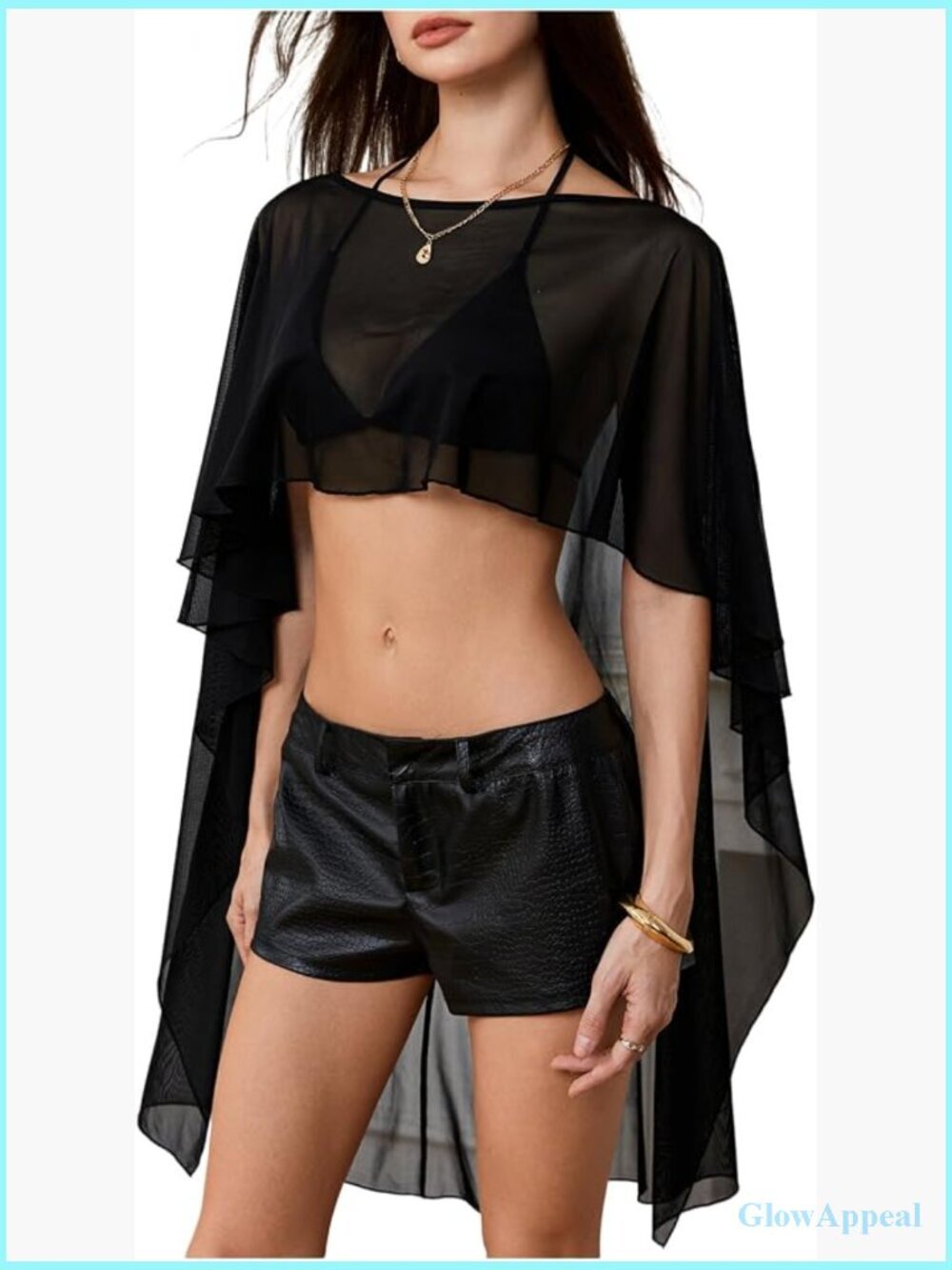 Mesh Poncho Top Sheer Bolero Shrug Beach Cover Up
